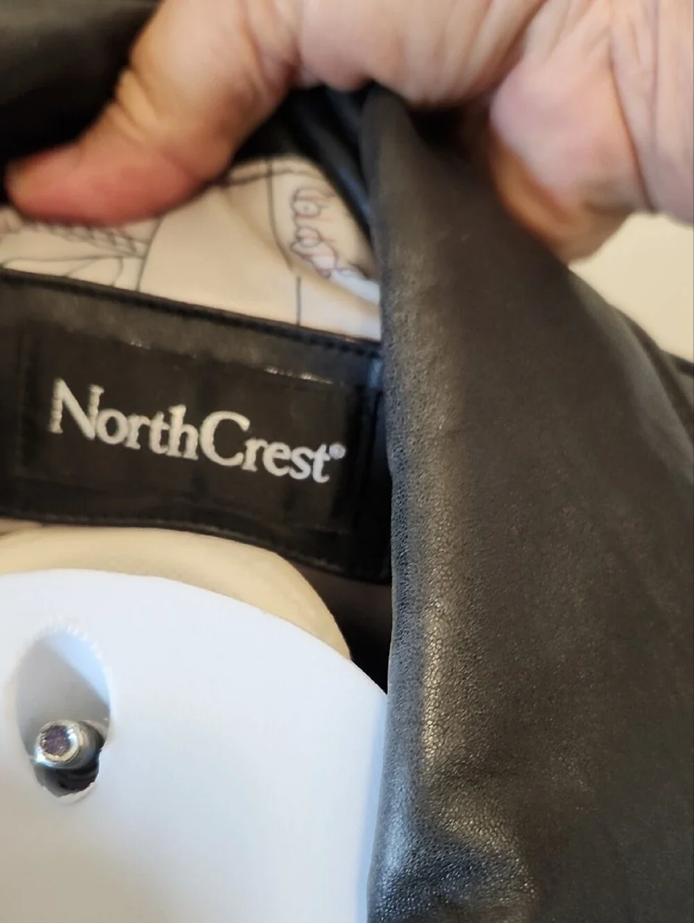 North Crest Men's Black Leather Bomber Jacket SZ XL
